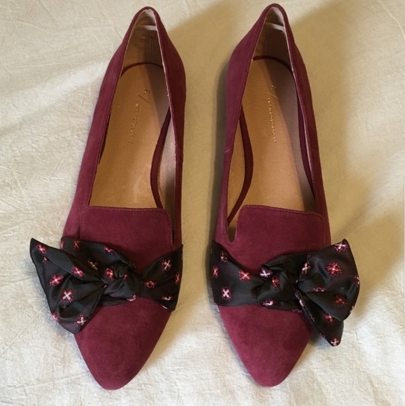 Anthropologie Shoes - 🫟 Anthropologie - Burgundy Suede Flats, Sz 11 (NIB)